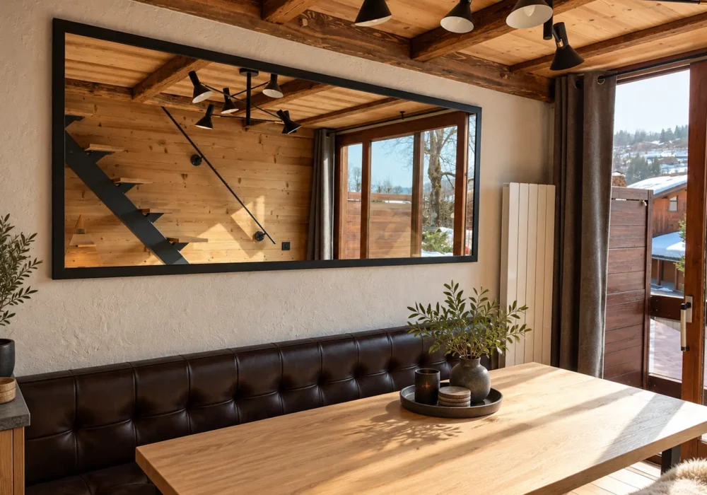 Grand miroir ZEPHYR sur mesure avec cadre en acier noir